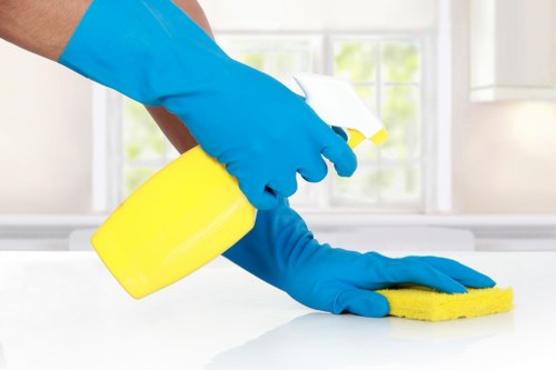 Local cleaner treating a stained sofa in Bow