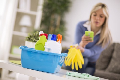 Professional carpet cleaner completing a safe final inspection