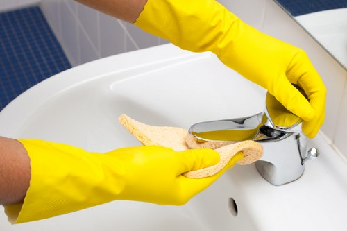 Local cleaning team working in a Bow apartment building
